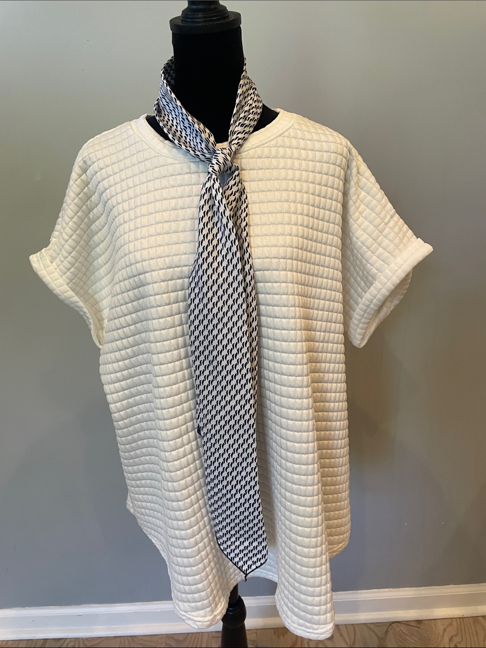 Blue and white womens neck tie - scarf